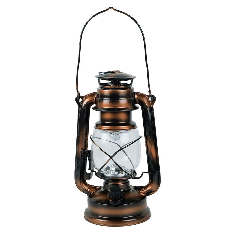 Viharlámpa, LED, elemmel működő, bronz színű vas, M: 24,5 cm, Ø: 11,5 cm