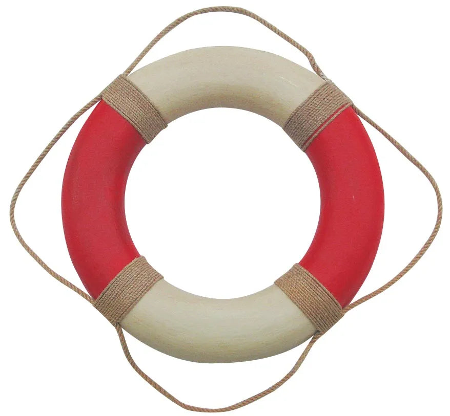 Mentőöv, krémszínű/piros, kötélen festett termokoll, Ø: 49 cm
