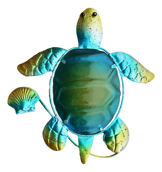 Fali akasztó - Teknős, fém/üveg, airbrush festésű, 25x22x2cm