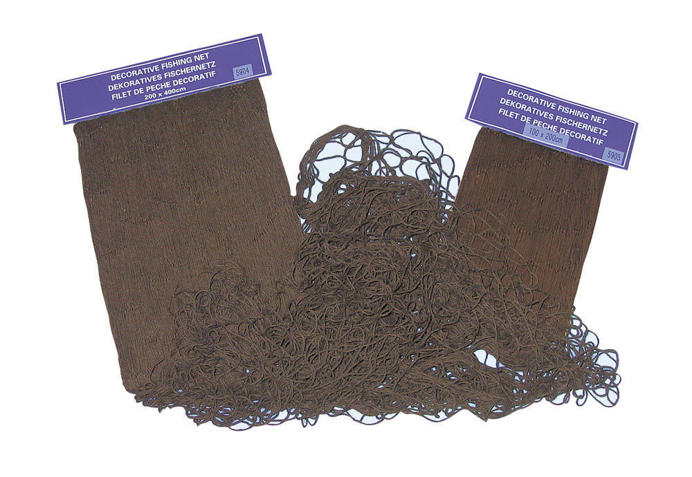 Dekoratív halászháló, barna színű, 200x400cm