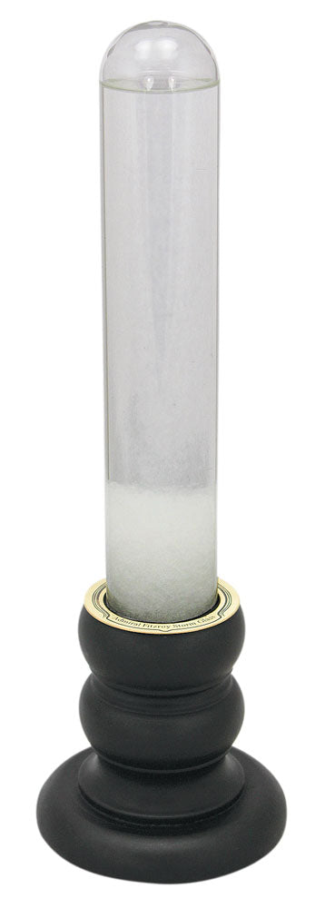 Oszlop alakú viharüveg, fa talppal, M: 27,5cm, Ø: 3,5/8,5cm