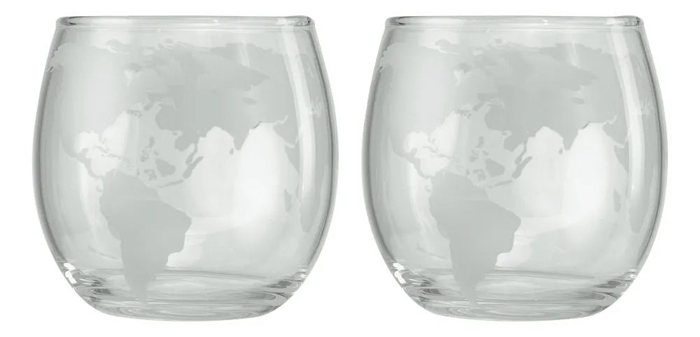 Fagyos földgömb mintás poharak, ma: 8 cm, ø: 8 cm, 2 db-os készlet