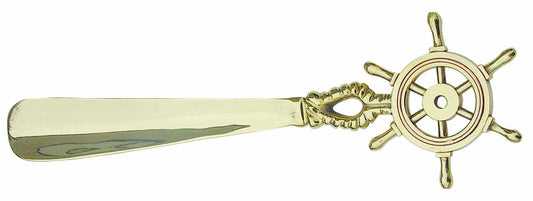 Cipőkanál - kormánykerék, sárgaréz, rézgyűrűvel, 26cm