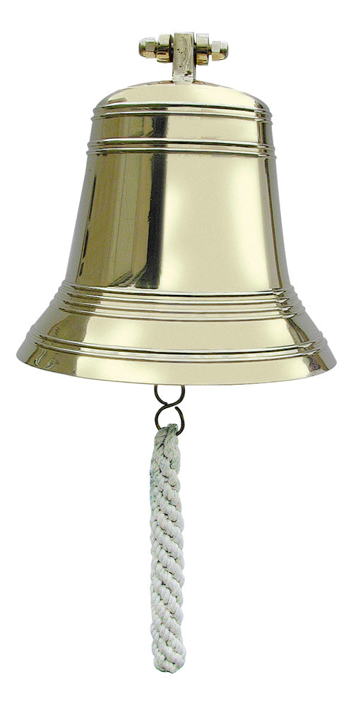 Hajóharang, sárgaréz, akasztóval és kötéllel, átmérő: 22,5 cm