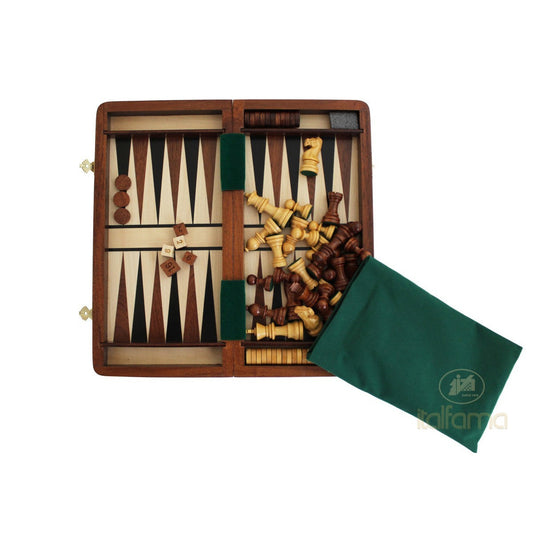 Prémium minőségű összecsukható mágneses multigame készlet (sakk + dáma + backgammon), 30x30 cm