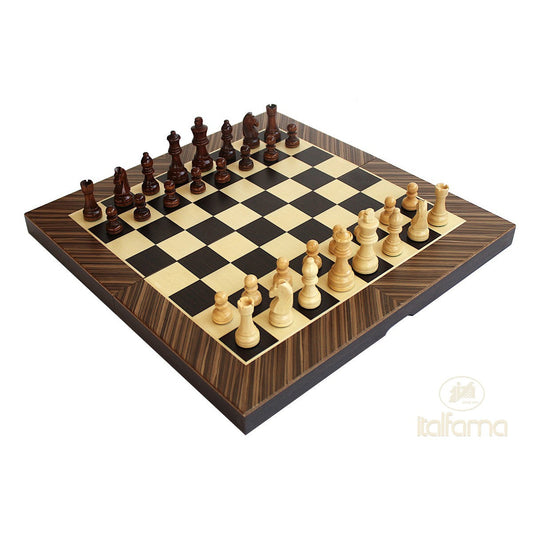 Fa multigame készlet (sakk + dáma + backgammon) rózsafa-juhar berakással, 43x22 cm