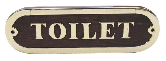 Ajtónévtábla - Toilet fa/réz, 16,5x5cm
