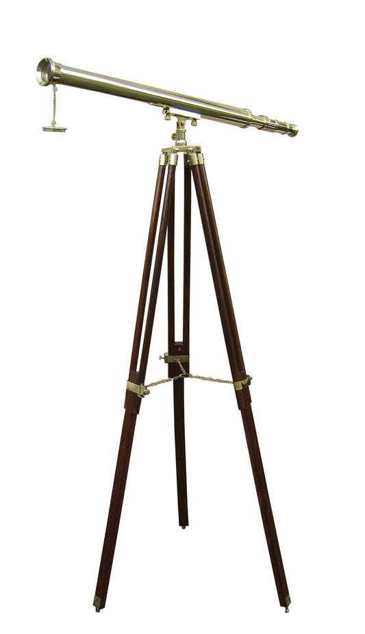 Távcső állványon, sárgaréz/fa, h: 100cm, m: 160cm
