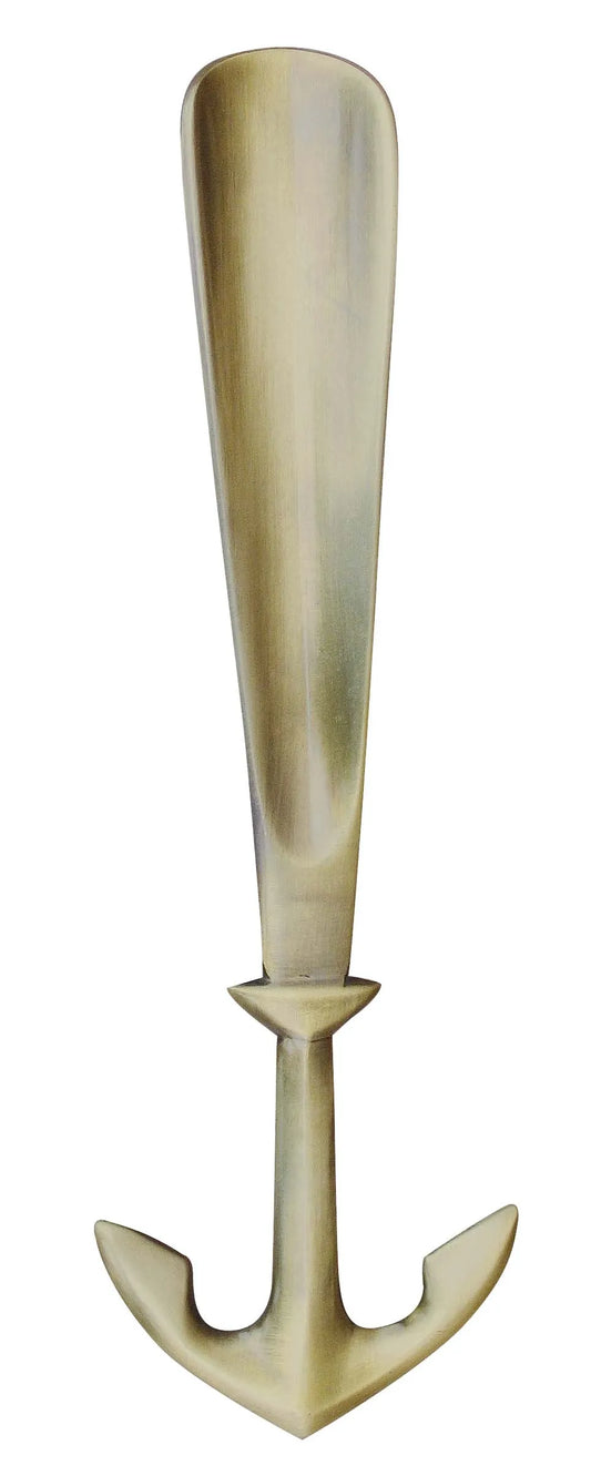 Cipőkanál - Horgony, antik sárgaréz, 24,5 cm