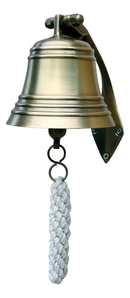 Hajóharang, antik sárgaréz, akasztóval és kötéllel, átmérő: 10 cm