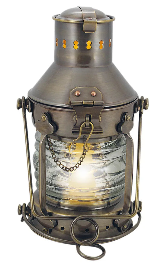 Horgonylámpa, antik sárgaréz, elektromos 230v, m: 24cm, átmérő: 12cm