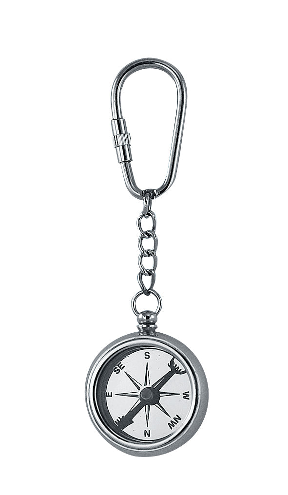 Kulcstartó - Iránytű, nikkelezett sárgaréz, H: 11 cm, Ø: 3,5 cm