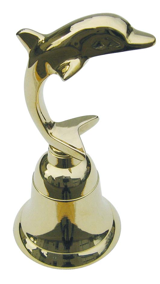 Asztali csengő - Delfin, sárgaréz, M: 13cm, Átmérő: 6cm
