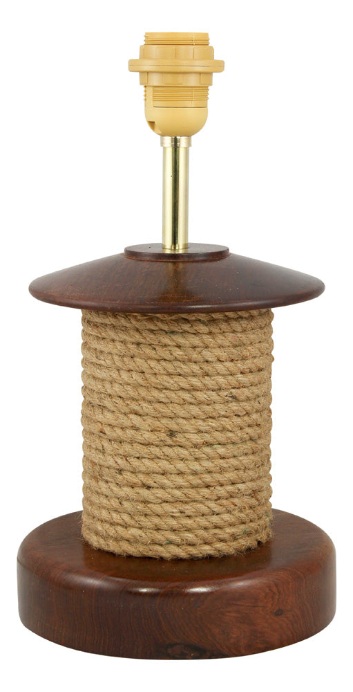 Lámpa kötéllel, fából, elektromos 230V, E27, M: 35cm, Ø: 19,5cm