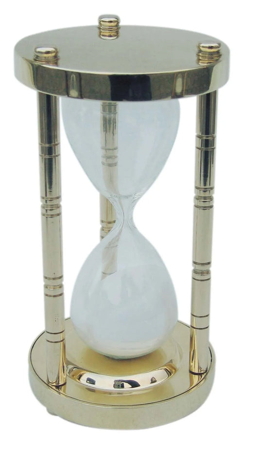 Homokóra, 3 oszlop, réz, kb. 5 perc, magasság: 14,5 cm, átmérő: 7,5 cm