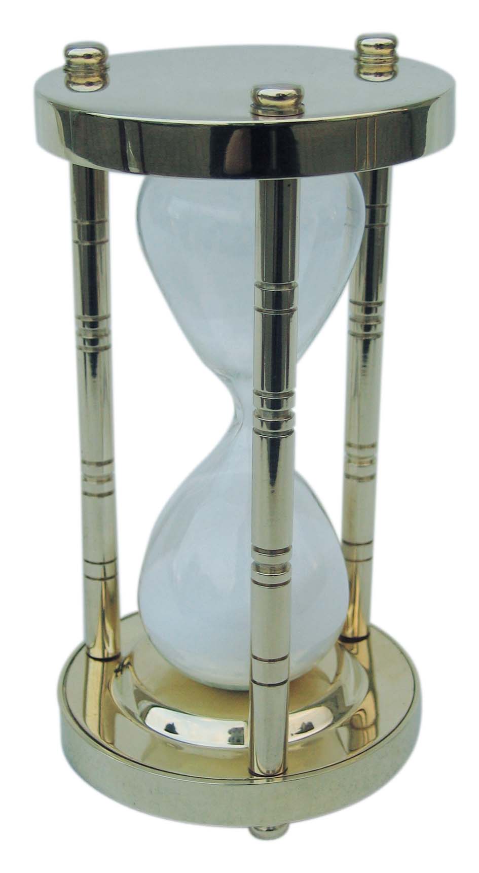 Homokóra, 3 oszlop, sárgaréz, kb. 15 perc, m: 14,5 cm, ø: 7,5 cm