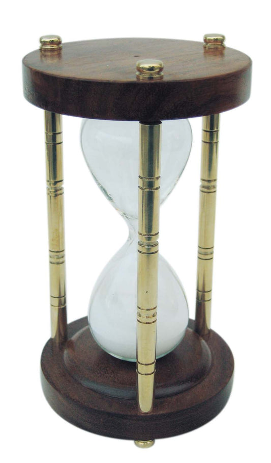 Homokóra, 3 oszlop, réz/fa, kb. 15 perc, m: 15cm, Ø: 8cm
