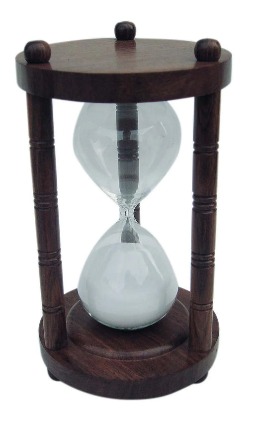 Homokóra, 3 oszlopos, fa, kb. 30 perc, m: 18 cm, Ø: 10 cm