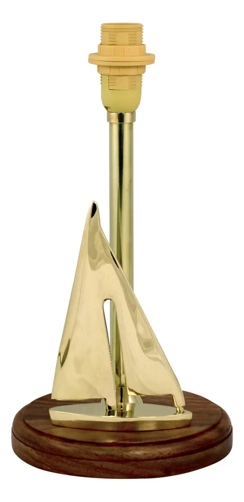 Lámpa - vitorlás jacht, sárgaréz/fa, e14