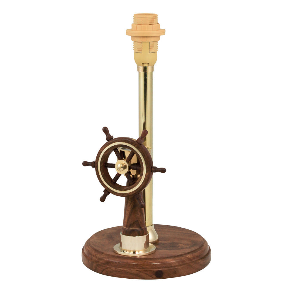 Lámpa - kormánystand, fa/réz, elektromos 230v, e14, m: 39 cm, ø: 15/25 cm