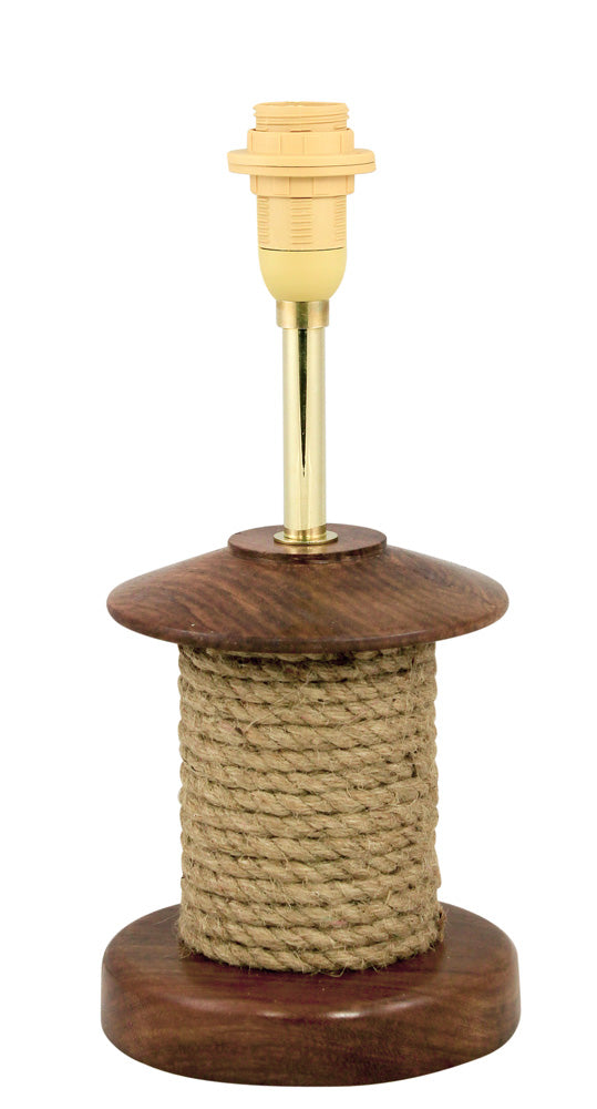 Lámpa kötéllel, fa, elektromos 230V, E14, H: 28cm, Ø: 12,5cm