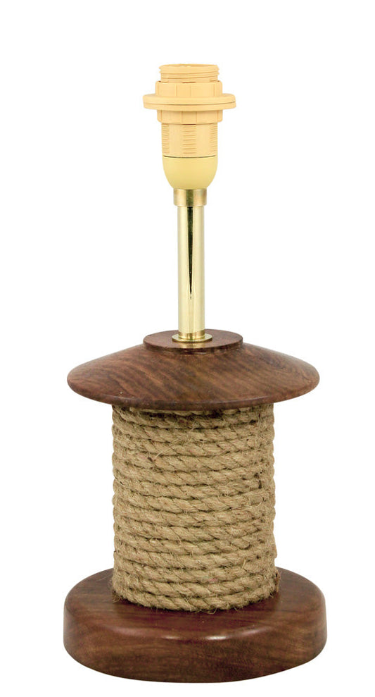 Lámpa kötéllel, fa, elektromos 230V, E14, H: 28cm, Ø: 12,5cm