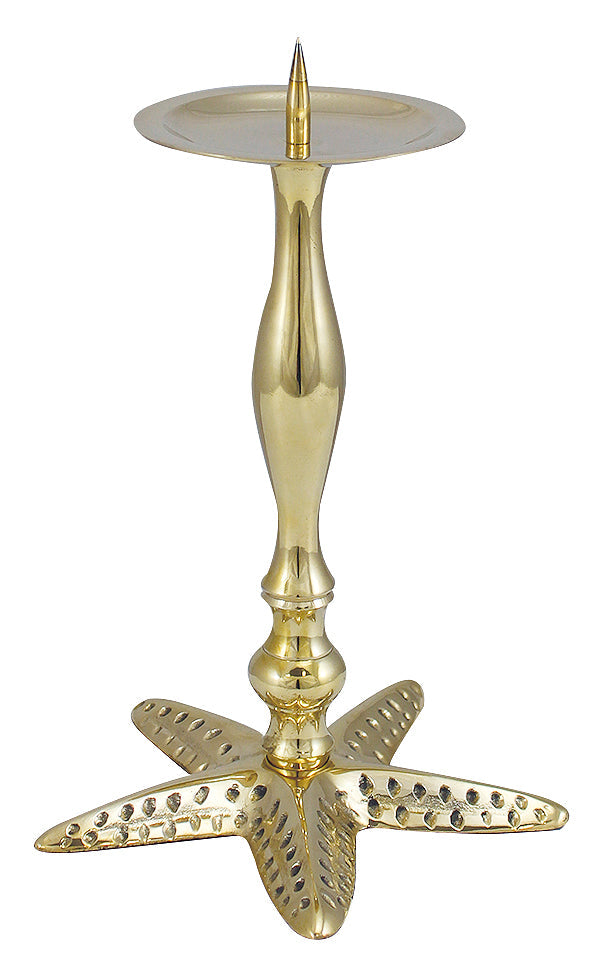 Gyertyatartó oszlopállvány - Tengeri csillag, réz, m: 23cm, átmérő: 15/9cm