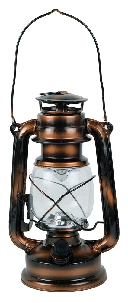 Viharlámpa, LED, elemmel működő, bronz színű vas, M: 24,5 cm, Ø: 11,5 cm