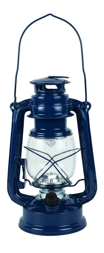 Vihar lámpás, led, akkumulátoros, kék színű vas, m: 24,5cm, ø: 11,5cm