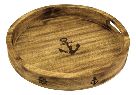 Kerek tálca, mangófa, lézerkivágásokkal, Ø: 30 cm, M: 4 cm