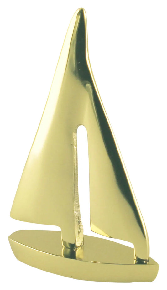 Vitorlás jacht, sárgarézzel bevont alumínium, 9,5x3,3x15,5cm