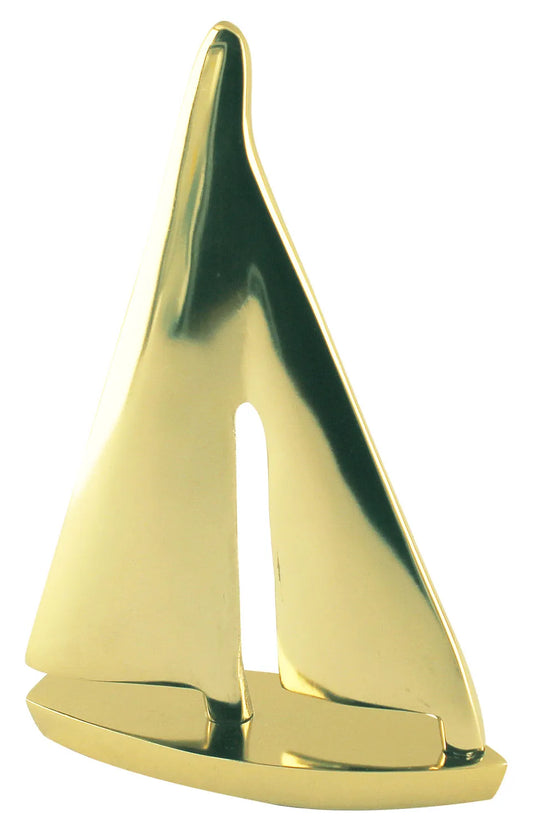 Vitorlás jacht, sárgarézzel bevont alumínium, 15,5x5,2x24,5cm