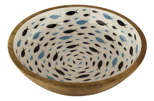 Tál - Hal örvény, mangófa zománccal, Ø: 30cm, M: 7,5cm