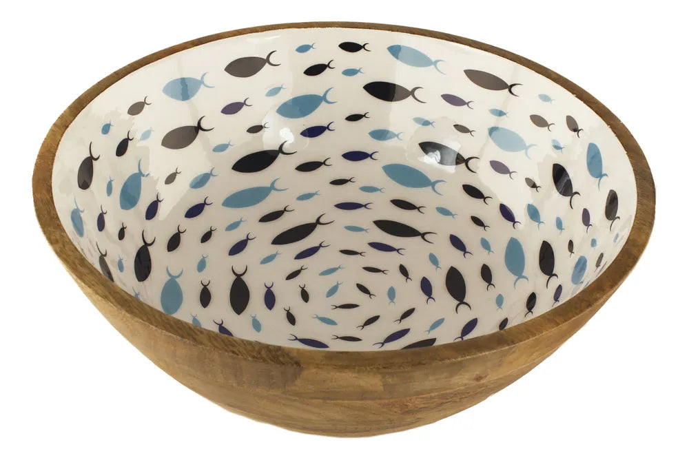 Tál - Hal örvény, mangófa zománccal, Ø: 35cm, m: 12,5cm