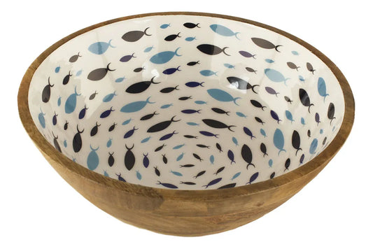 Tál - Hal örvény, mangófa zománccal, Ø: 35cm, m: 12,5cm