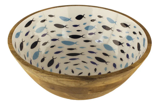 Tál - Hal örvény, mangófa zománccal, átmérő: 40cm, magasság: 15cm