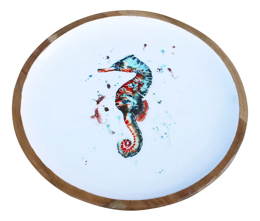 Tányér - csikóhal, kerek, mangófa zománccal, átmérő: 25,5cm, ma: 2,5cm