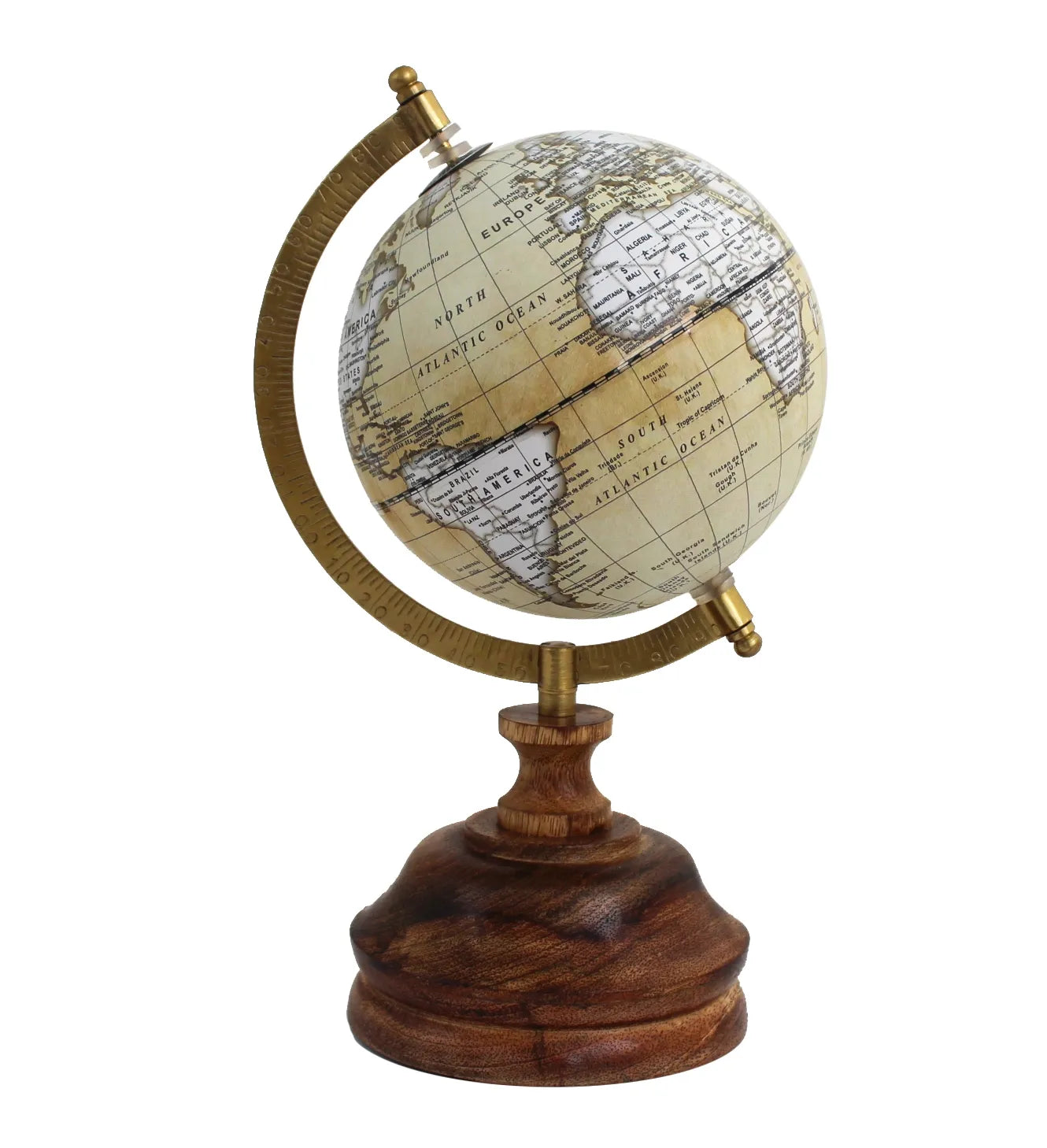 Régi térképes földgömb fa talpon