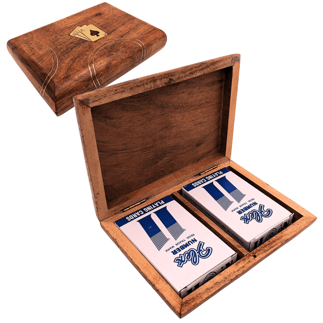 2 pakli kártya fadobozban – Elegáns ajándék – Vintage