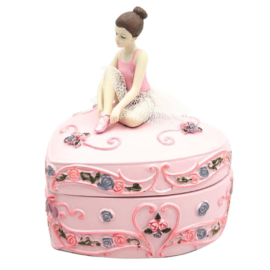 Zenélő doboz "Hattyúk tava" szív alakú balerina láda