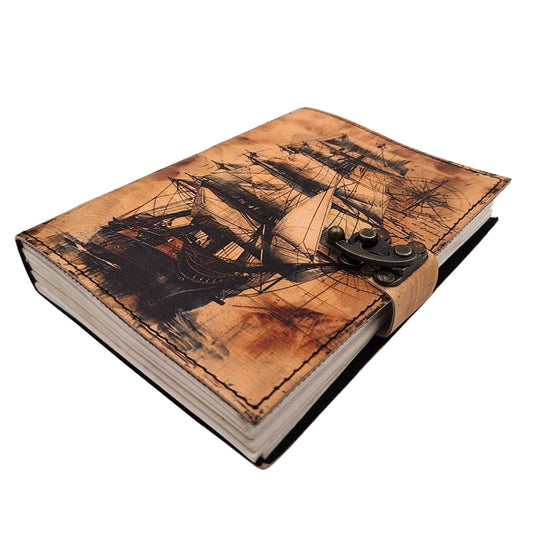 Bőr notesz hajó vitorlás retró - Ajándék tengerésznek