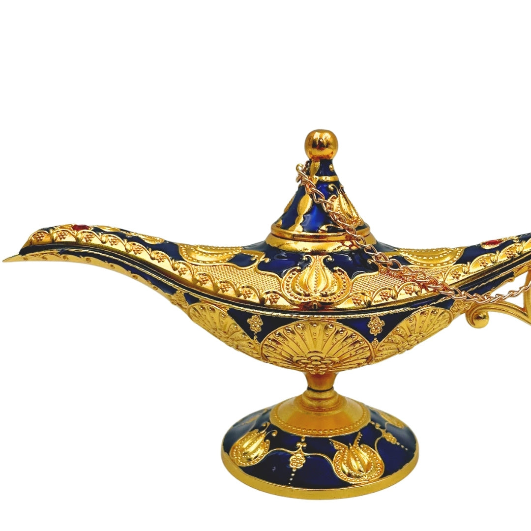 Aladdin lámpa - kék-arany dekoráció, 22 cm