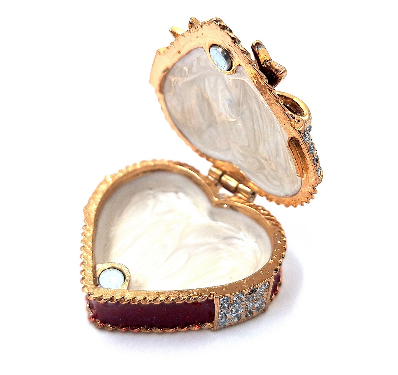 Egyedi fém ékszerdoboz kristályokkal - Szív