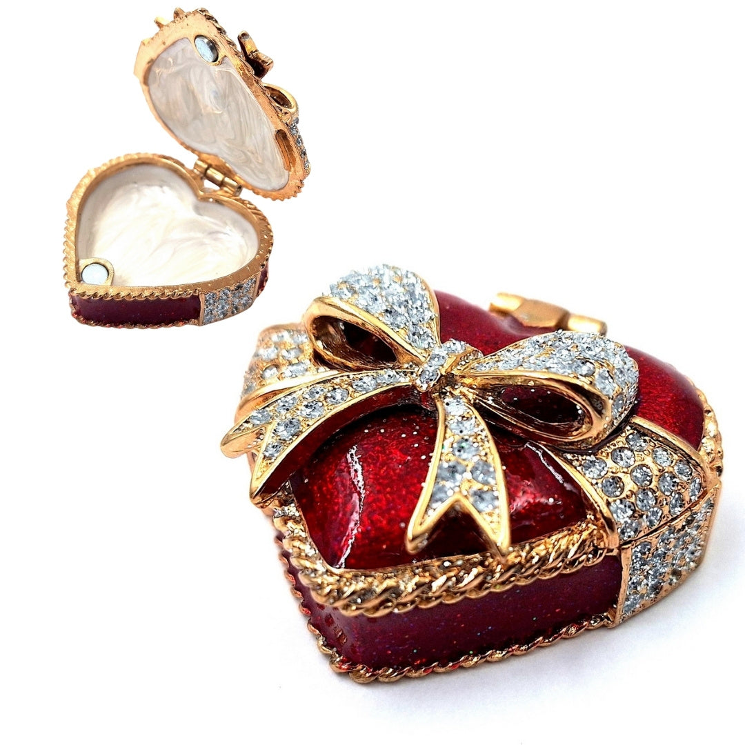 Egyedi fém ékszerdoboz kristályokkal - Szív