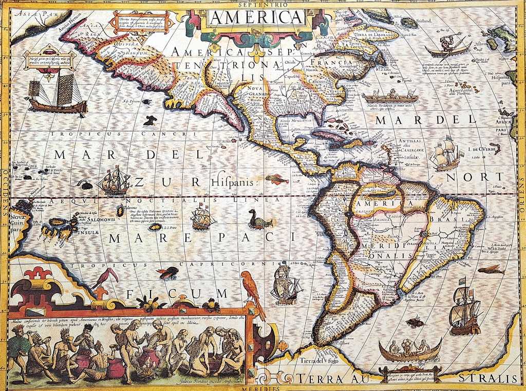 Amerika térképe 1628. - J. Hondius utánnyomás