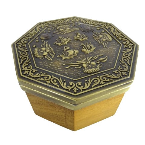 Nautikus Cardan sárgaréz iránytű fadobozban - reprodukció