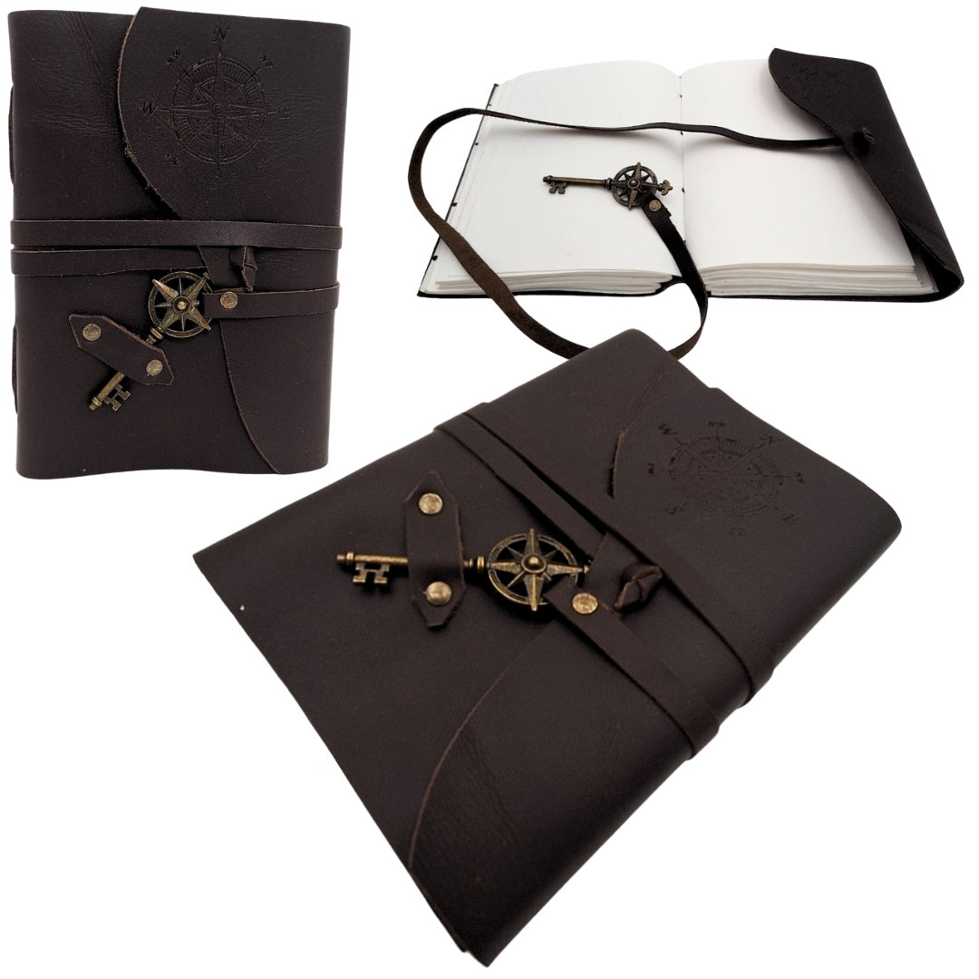 Bőr notesz Retro Szélrózsa 200 oldal - Ajándék tengerésznek