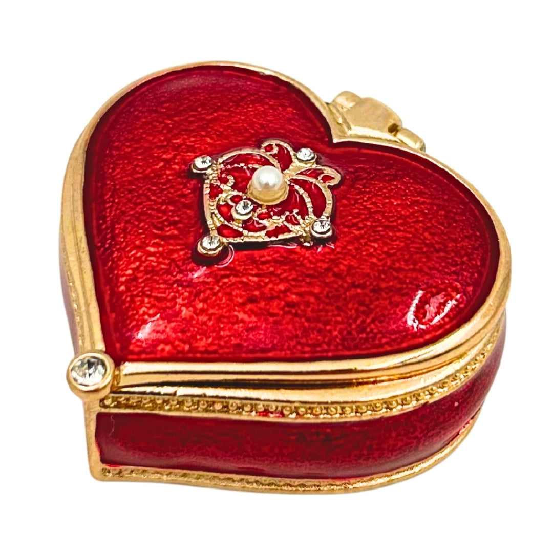 Exkluzív csecsebecsés doboz / ékszerdoboz - szív kristályokkal -