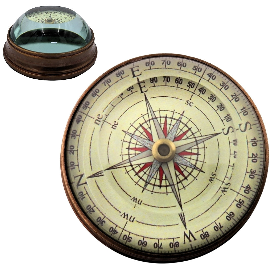 Lentikuláris iránytű - réz és üveg