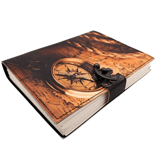 Bőr notesz iránytűvel, retro vintage, 200 oldal – Ajándék utazónak
